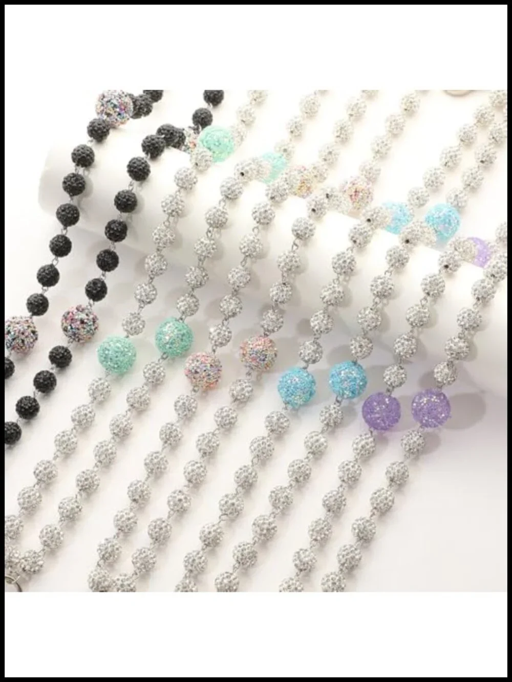 Layered Ceramic Bead Keychain Wallet Chain for Pants Jeans Streetwear Accessory